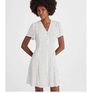Madewell Polka‎ Dot Button Front Mini Dress White Black NY782 Womens Size 4 NWT